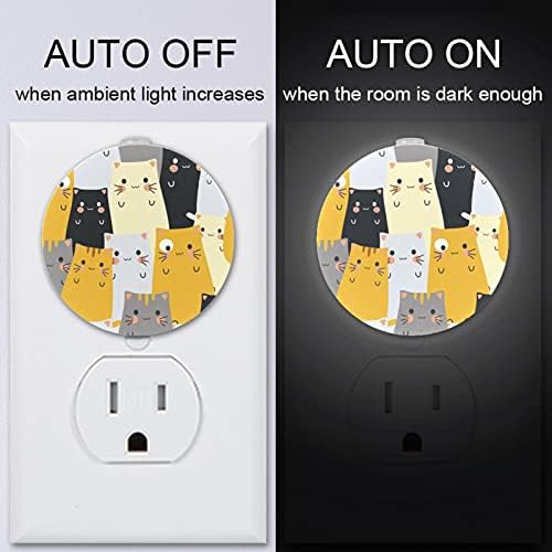 2 Pacote de plug-in nightlight LED Night Light Cuts Cabeças Cabeças amarelas preto cinza com entroncamento Sensor de amanhecer