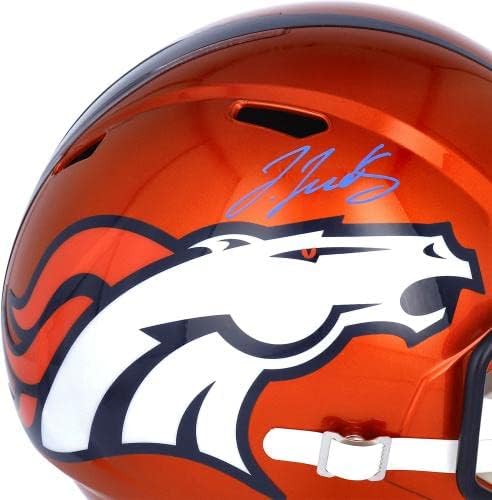 Jerry Jeudy Denver Broncos Autografou Riddell Flash Speed ​​Réplica Capacete - Capacetes NFL autografados