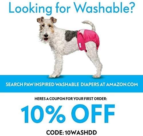 PAW inspirou fraldas de cães descartáveis ​​de 32ct | Fraldas de cachorro feminino Ultra Protection | Fraldas para cães em calor, micção excitável ou incontinência