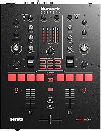 NUMARK M2-misturador de DJ de scratch de 2 canais, montagem de rack com EQ de 3 bandas, entrada de microfone e crossfader substituível