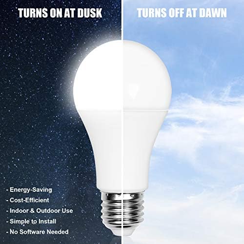Bonlux Dusk to Dawn Bulbos ao ar livre 2700k Bulbos brancos quentes LED, lâmpadas de 12W LED LED 1000lm, anoitecer a lâmpadas do sensor de amanhecer para iluminação externa