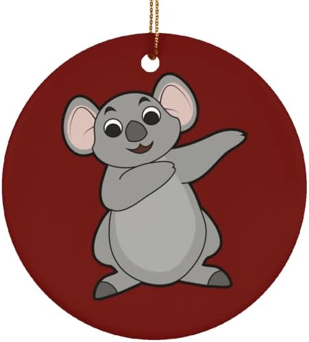 Ornamentos de cerâmica de cera de urso Koala, decorações de Natal com engraçado Koala Grande cinza escuro Urso é pose de dabbing no tema vermelho impresso em ornamentos de cerâmica, Koala Bear Gifts Pack 5