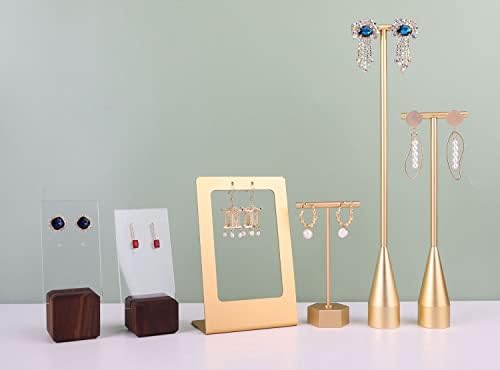 Gemeshou 5pcs Conjunto de brincos acrílicos de nogueira para jóias, brechas de madeira Stands para vendas, pinos organizadores