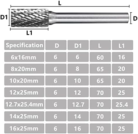 Arquivos rotativos de corte duplo zthome para diâmetro de metal 12-25,4 mm de 6 mm de tungstênio haste de tungstênio bit bit bit bitrs ferramentas de madeira 1pcs