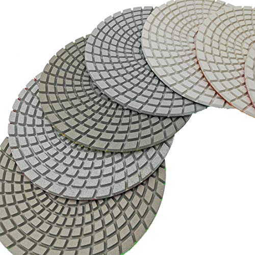 Almofadas de polimento de diamante shdiatool 5 de resina branca para granito de mármore pacote de discos de landing de diamante