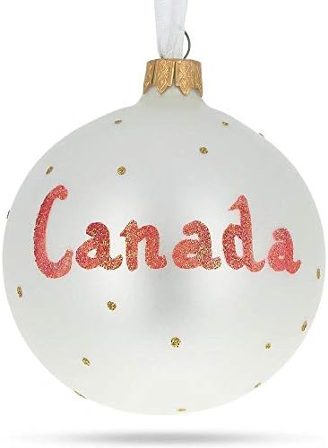 Bandeira do Canada Glass Ball Ornamento de Natal de 3,25 polegadas