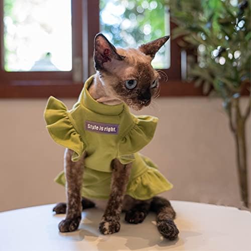 Roupas de gato sem cabelo, saia macia de algodão de verão para esfínx, Cornish Rex, Devon Rex, Peterbald e vários tamanhos