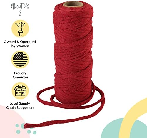 Macrame Cord 4mm x 100 pés, algodão de barbante único para Macramé Diy Hanging, cabides de planta, artesanato, tricô - pequenos negócios