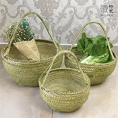 Walnuta 3pcs/cestas de cestas redondas cestas de compras artesanais cestas de vime portátil