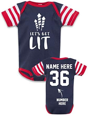 Camisas de bebê patrióticas - personalizar nome e número - 4 de julho