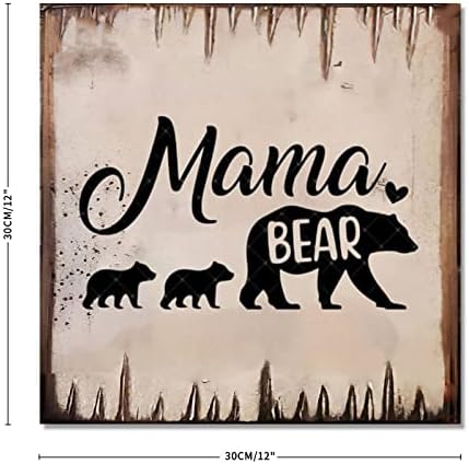Vintage Rustic Chic Style Wood Sign Mama Urso Mãe de dois filhos Placa de madeira para casa da casa da fazenda Decoração de