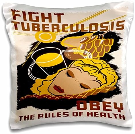 3drose Fight Tuberculosis Obedeça às regras da saúde Poster WPA - Caixa de travesseiro, 16 por 16 polegadas