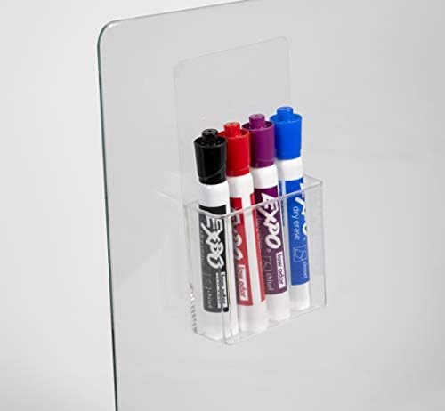 Porta de marcador transparente reutilizável para tábuas de vidro e placas de apagamento seco, conjunto de 2