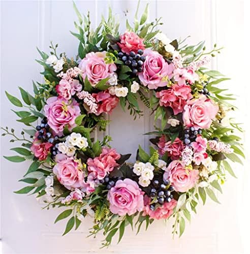 Yfqhdd 50cm Porta da frente coroa rosa Flores artificiais Grus