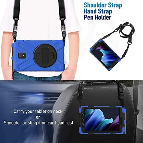 Caixa Kyjx para Samsung Galaxy Tab ativo 3 8,0 polegadas SM-T570/SM-T575, 360 Caixa robusta de serviço pesado com ombro de alça, azul