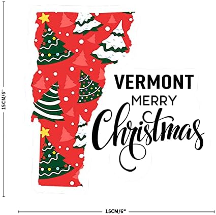 Feliz Natal Vermont State adesivo Vermont Home Decalques de vinil à prova d'água de vinil Decalque de vinil para computador de caminhão de carro em qualquer lugar de 6 polegadas