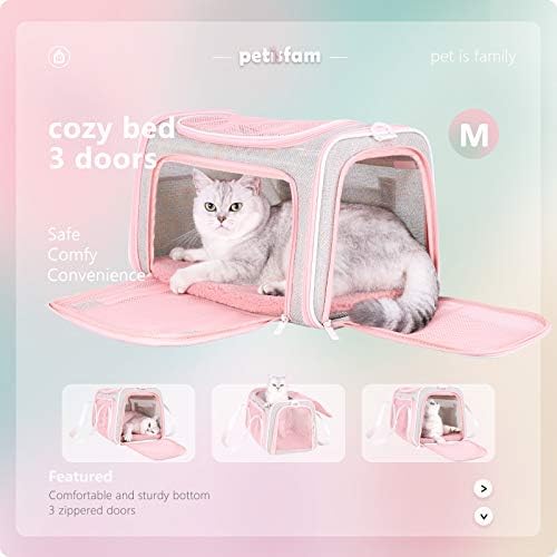 Petisfam Soft Cute Viagem Pet Bag para gatos médios, gatinho e filhote, rosa de fantasia, M