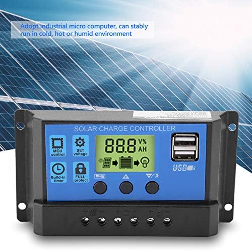 Controlador de carga solar PWM 12V 24V DUAL USB PAINEL SOLAR PAINEL CONTROLADOR DE BATERIA REGULADOR LCD DISPLAY 10/20/30A Proteção
