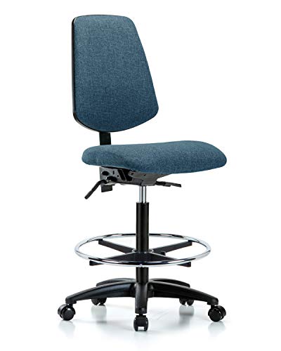 Labtech Seating LT41728 Tecido High Bench Cadeira Média Base de Nylon, anel de pé cromado, rodízios, preto