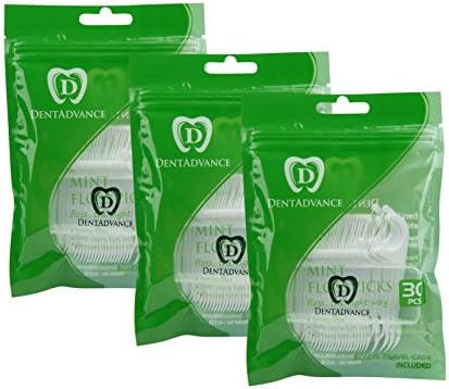 Dentadvance Mint Mint Dental Floss Picks - Premium Angulado, Fácil de dentes para trás | Flugross de dentes | Sabor