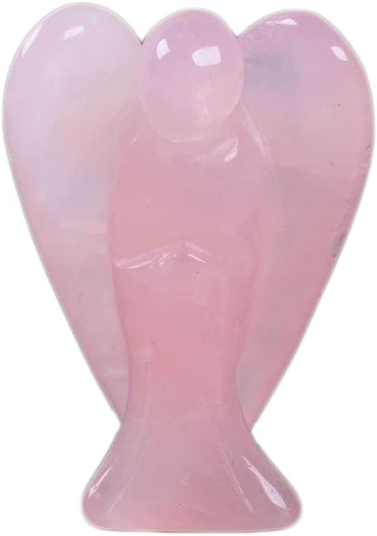 Artes da criação esculpida quartzo rosa paz anjo grande tamanho guardião anjo anjo estátua de cura de 2 polegadas ângulo do dia