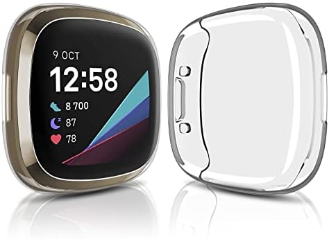 Caso para Fitbit Versa4, tampa de casca protetora anti-queda, Bxuxohs geral Proteção de proteção Ultra Fin Soft Casos com protetor