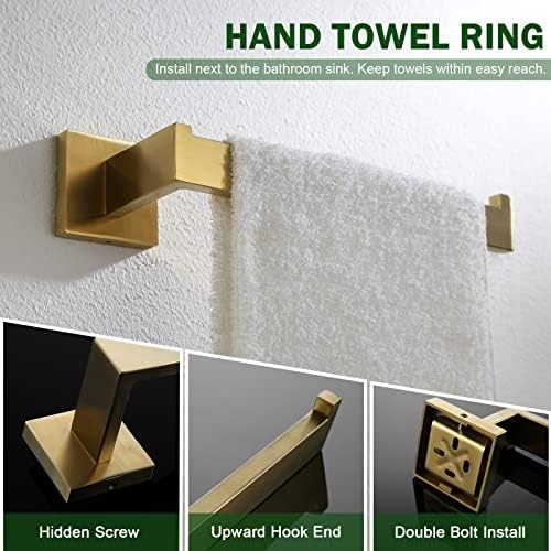 Velimax Premium Aço inoxidável 4 peças Acessórios de hardware do banheiro Conjunto de toalhas de parede montadas na parede, ouro escovado, 23,6 polegadas