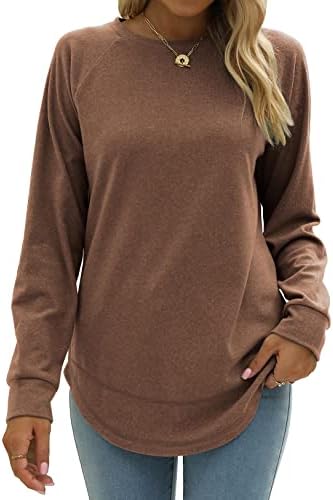 Camiseta de moletom de zupell para mulheres camisas de manga comprida casual tops casuais laterais split