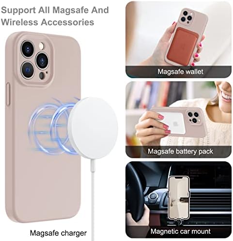 McFance Silicone Magnetic Case para iPhone 13 Pro Magsafe Caso de silicone Case com forro de microfibra para iPhone 13