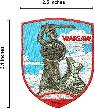 A-One Varshaw Mermaid estátua ferro em patch + Polônia costura em manchas de bandeira, remendo de lembranças de viagens
