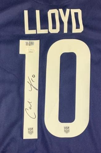 Carli Lloyd autografou os EUA Olympic Women assinada Blue Nike Soccer Jersey JSA - camisas de futebol autografadas
