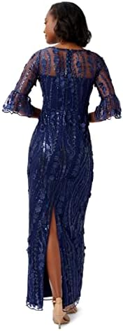 Vestido de lantejina floral 3D Long 3D feminino de Adrianna Paperl