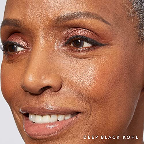 Laura Geller New York Kajal Longwear Kohl Eyeliner lápis com cafeína, maquiagem suave e misturável, preto profundo