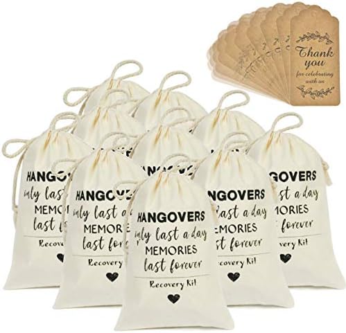 Décoco 10 Favores de casamento Bachelorette Party Favor Favor de kits de ressaca e etiquetas de presentes Hans Hangovers