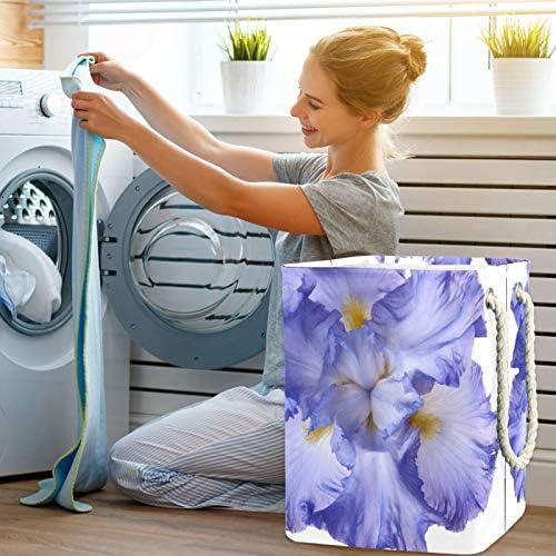 Ndkmehfoj colorido Iris Flower Laundry cestas de cestas de roupas sujas à prova d'água Diretora de roupas dobráveis ​​coloridas para