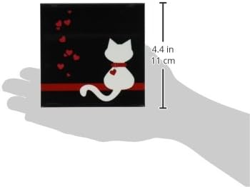 3drose CST_164792_3 Amantes de animais de estimação corações vermelhas corações brancos gatinhos de gato-cerâmica montanhas-russas, conjunto de 4
