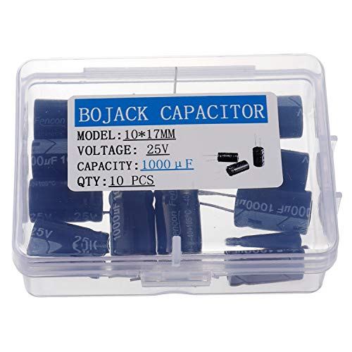 Bojack 10x17mm 1000UF 25V 1000MFD 25 Voltagem ± 20% Capacitores eletrolíticos de alumínio