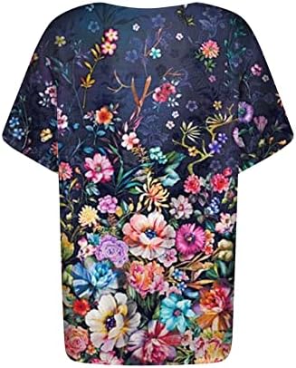 Tops florais para mulheres 2023 Summer Impresso Button Down Down Fashion Casual Blush de manga longa/curta