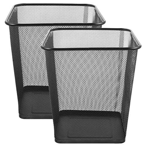 Eringogo lixo lixo lixo lixo Bin 2pcs malha quadrada desperdício de cesto de papel lixo, lata de lixo de ferro para