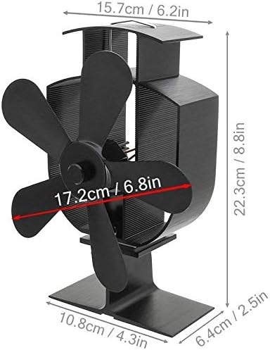 Mifor yyyyshopp preto 5 lâminas de fogão alimentado por calor Bornador de madeira Burner de madeira silenciosa fã de lareira lareira