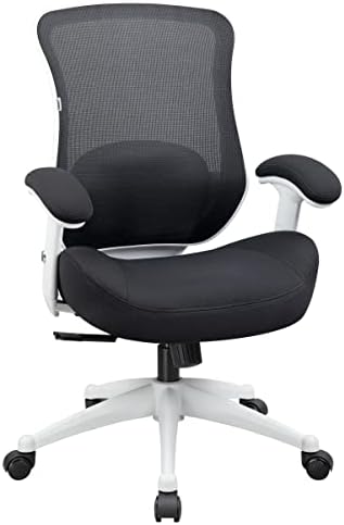 Cadeira de escritório de longboss Cadeira ergonômica de mesa de mesa, almofada de cintura traseira e apoio de braço ajustável em altura - BLK
