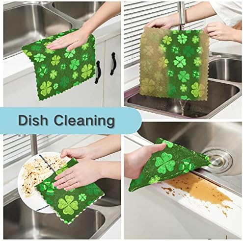 Sinestour St Patrick Clovers Dish Panos de panos de 6 panos de limpeza para lavar louça de secagem absorvente macio e