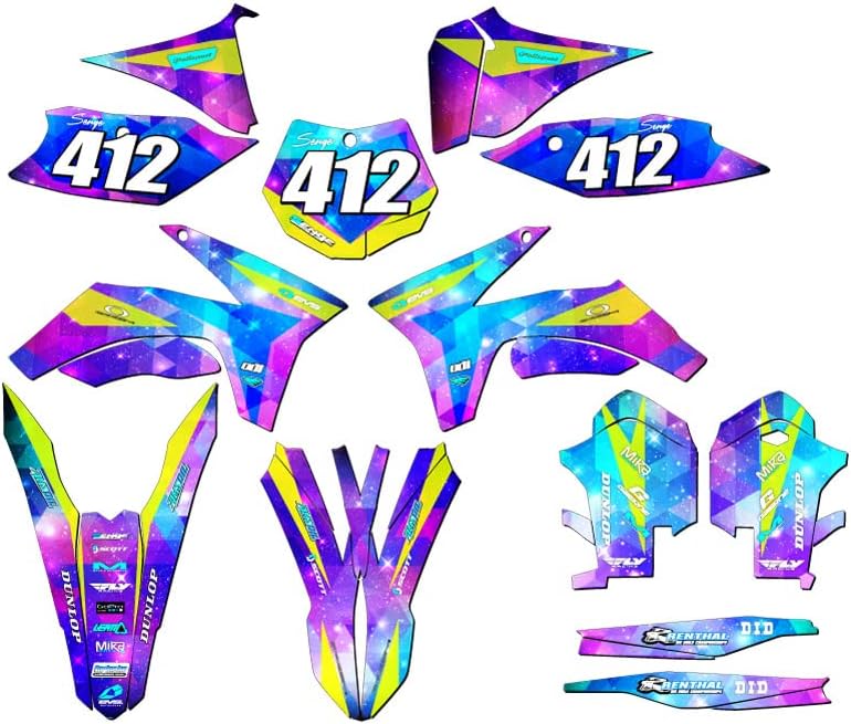 2011-2012 SXF SPACE KADET GALAXY Senge Graphics Complete Kit com Rider I.D. Compatível com KTM