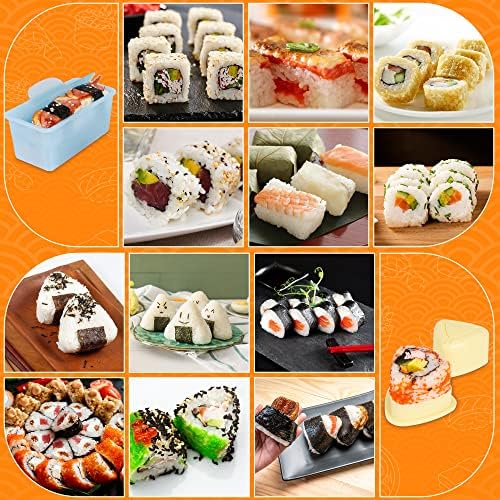 AJERG 5 PCS Rice Ball Mold Mold Press com Kit de Slicer de Carne do Almoço, para Fazadora de Sushi de Molde Nigiri de