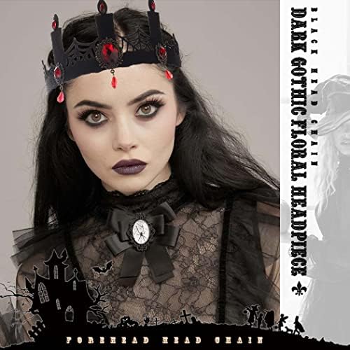 Catery Gothic Floral Headpient Wind Crown preto Halloween Bandas da cabeça vintage Bandas de cabeça máscarada Cosplay Witcher Makeup