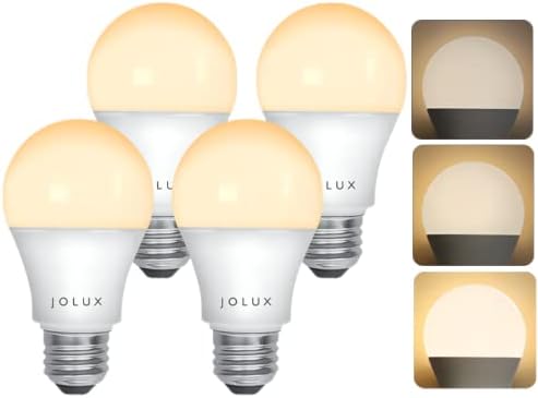 Lâmpadas LED Jolux A19 de 3 vias, 40 60 100 watts equivalentes, base E26, 5/9/15W, 500/1000/1500LM/3000K/120V/3way Dimming, Bulb E26 Indoor Standard)