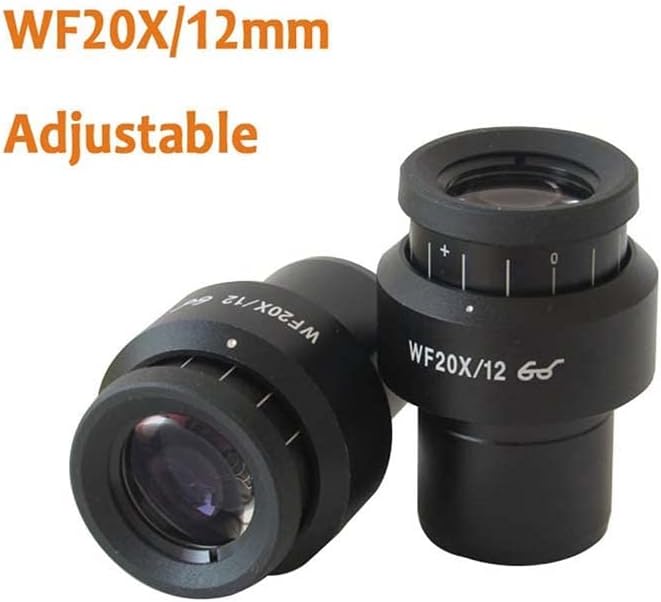 Acessórios para microscópio WF20X 12mm 30mm Microscópio estéreo ajustável Ocular, lentes de vidro consumíveis