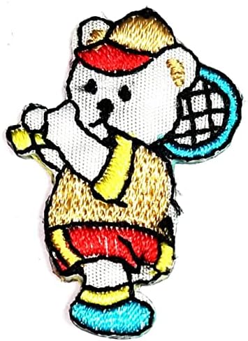 Kleenplus Mini Bear Patch Little Boy Bear Hits Tennis Cartoon Adesivos Crafts Artes Reparo de costura Ferro bordado em costura em manchas de crachá para tampas de mochila de jeans de jeans diy