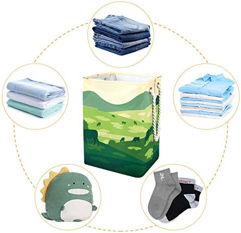 19.3 cesto de lavanderia livre cesto sujo cesto dobrável para berçário de creche para casa paisagem de apartamentos verde
