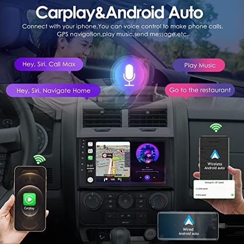 Rádio de carro estéreo para o Ford Escape 2007-2012, Android 12 Car Navigator GPS com tela sensível ao toque do CarPlay Weather 9 polegadas, CarPlay, Link do espelho, RDS, DSP, SWC, 4GB + 32 GB, WiFi, câmera de backup